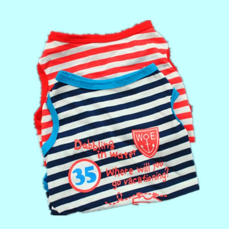 Dog Spring and Summer Striped Vest, Puppy Breathable T-shirt, Teddy, Schnauzer