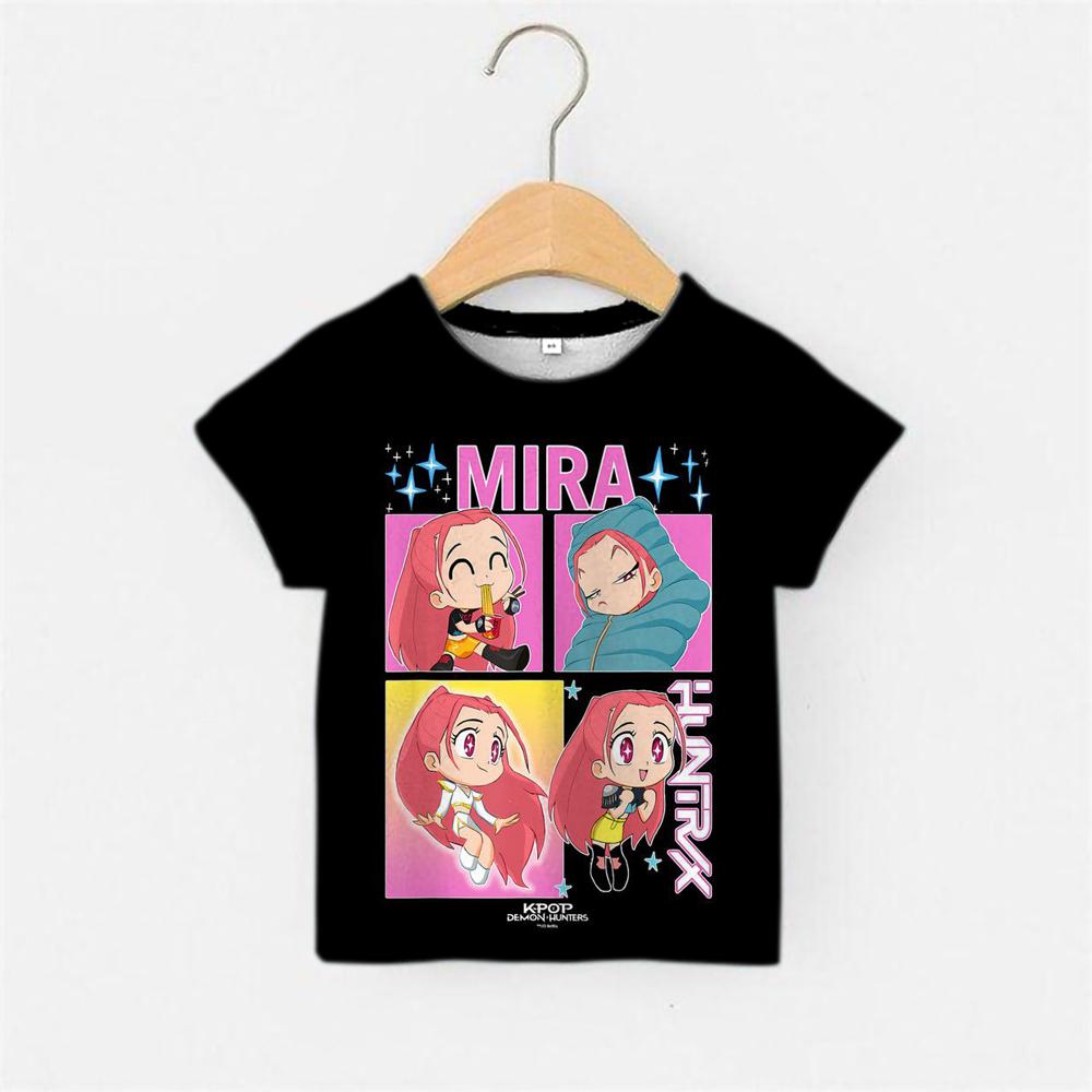 KPop Dämonenjäger Huntrix T-Shirts 3D Kurzarm T-Shirts Kind MÄDCHEN Kleidung Streetwear Grafikdruck T-Shirts