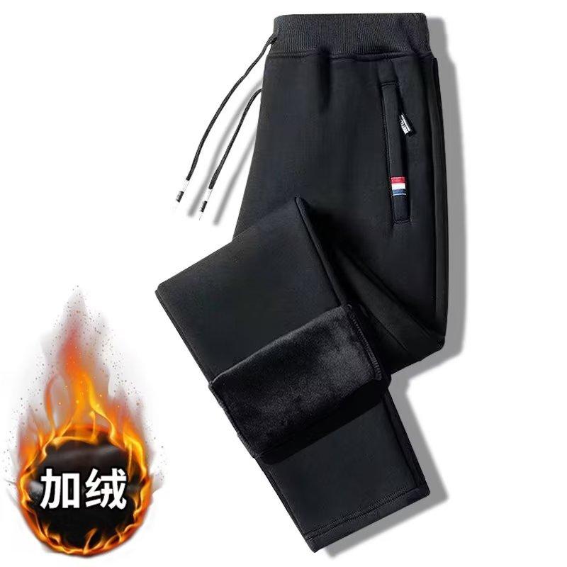 Fleece Pants Men's Autumn and Winter New Fleece Thickened Large Size Three-color Standard Zipper Sports Trousers