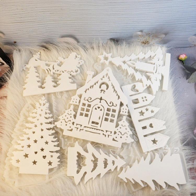 8 Stück Weihnachts-Silikon-Kerzenständer-Formen 4 Hohlräume Kerzenbasis-Formen Beton Zement Silikonformen für Epoxidharz