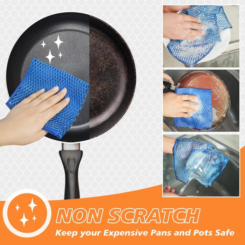 Panni Rete per Lavare i Piatti Senza Odori Spugna Lavapiatti per Cucina - Asciugatura Rapida e Facile da Pulire Panno Rete per Piatti Confezione da 6 Pezzi 30cm x 30cm Blu