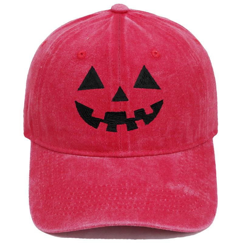 Halloween Kürbis Smiley Gesicht Stickerei Gewaschen Used Baseballkappe Personalisierte Lässige Mütze für Männer und Frauen