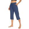 Women's Solid Color Casual Pants Elastic Waist High Waist Drawstring 3/4 Pants Athletic Casual Pants