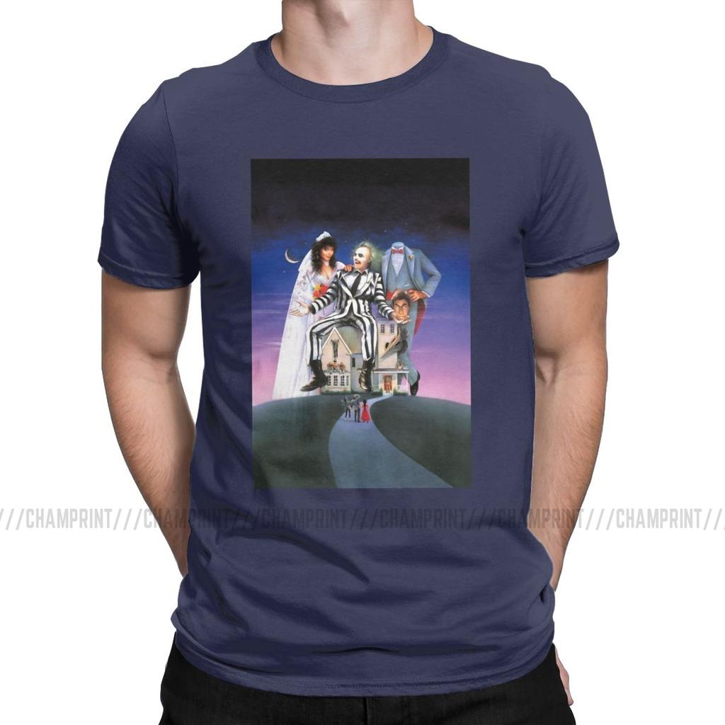 Beetlejuice Movie Poster Men T Shirts Horror Casual Tee Shirt Short Sleeve Crew Neck T Shirt