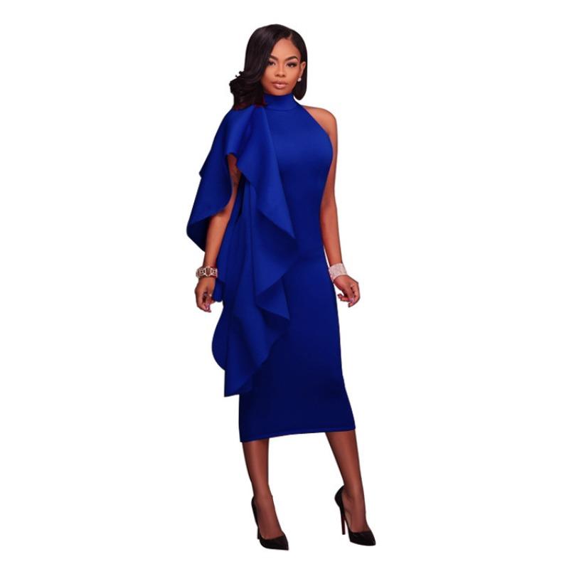 Spring and summer new women's clothing ruffle leaf edge sexy slim-fitting hip-wrapped dress, hosting evening dress