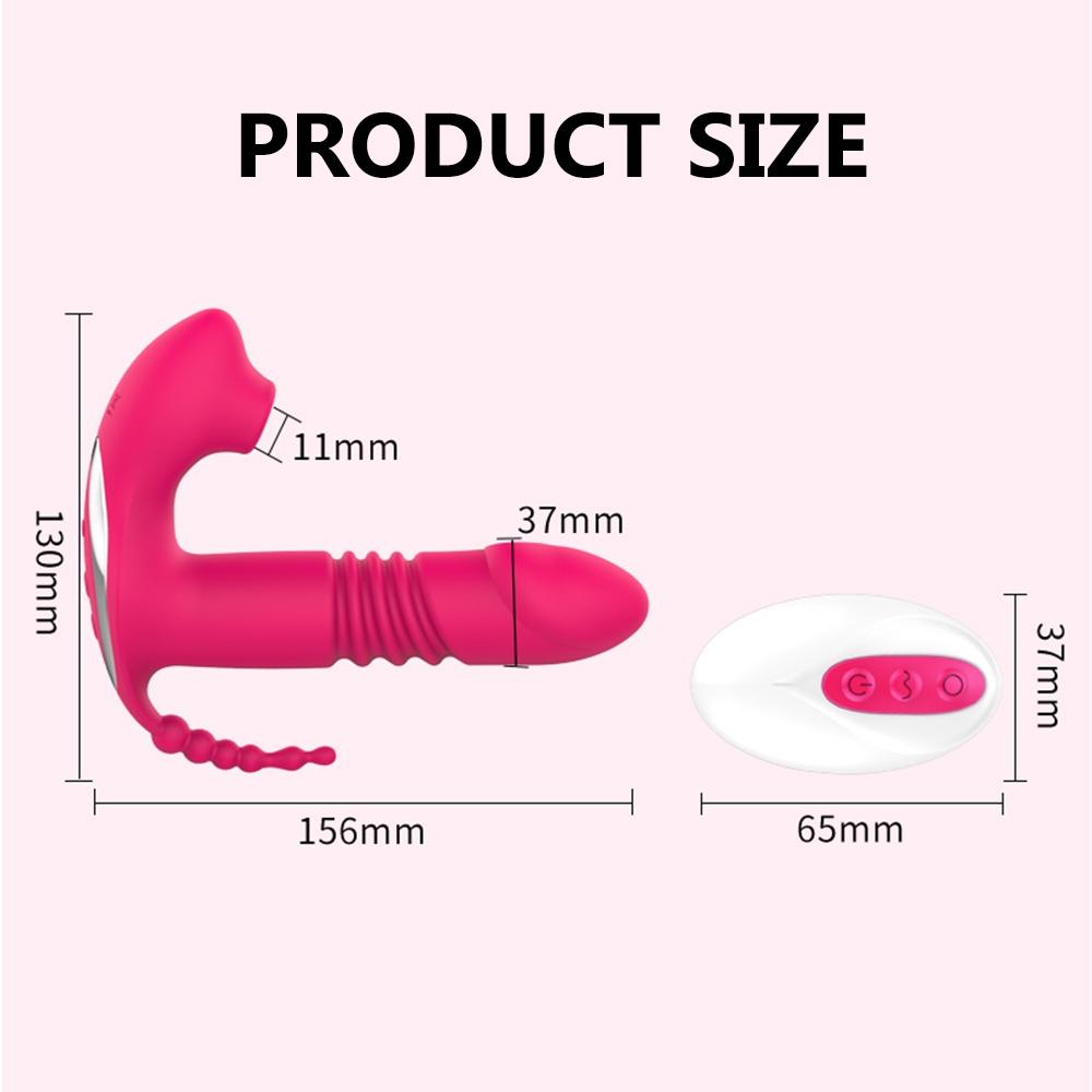 Sucking Clitoris Vibrator Women 3 In 1 Telescopic Wireless Control Clit Sucker 12 Speeds Female Wearable G-Spot Anal Stimulator