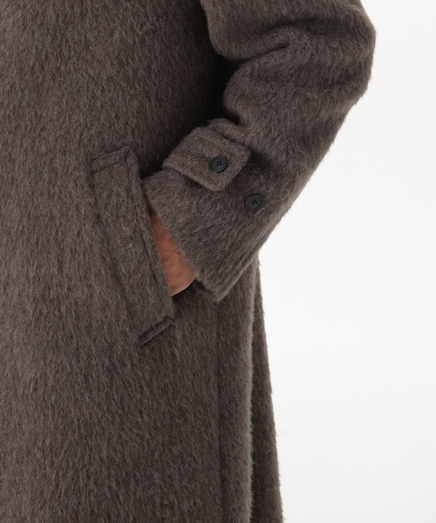 Musinsa Standard Hairy Alpaca Blend Oversized Balmacaan Coat [Brown]