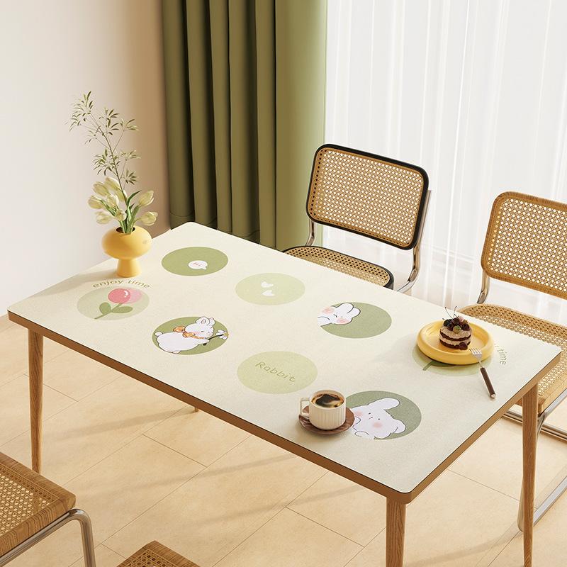 Panda Cartoon Tablecloth Pvc Waterproof, Oil-Proof And Anti-Scalding Leave-In Table Mat Leather Tablecloth Dining Table Mat Coffee Table Mat