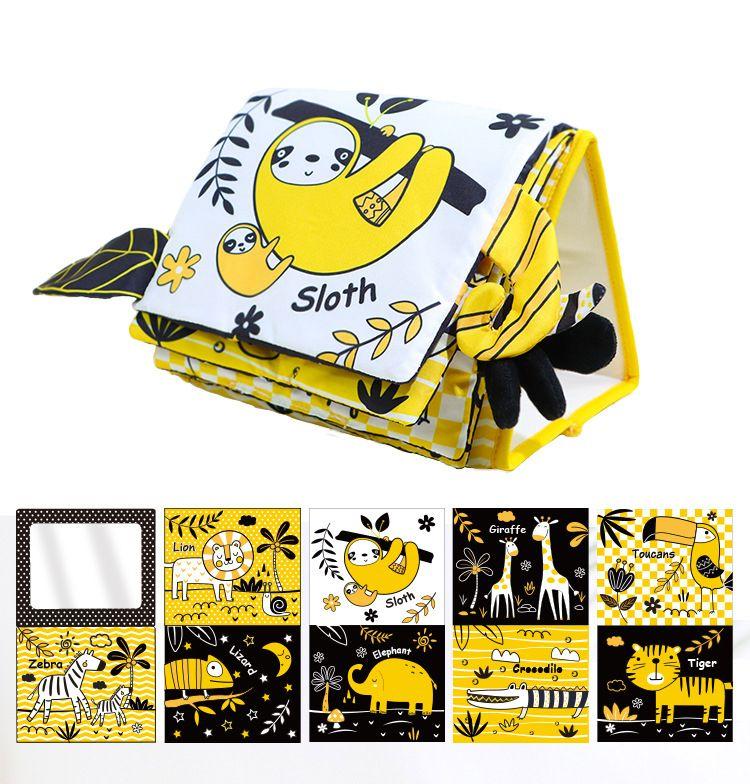 Toys Toys Toys Baby Cloth Book Sensory High Contrast Newborn Crib Black and White Development Mirror Tummy Time Montessori