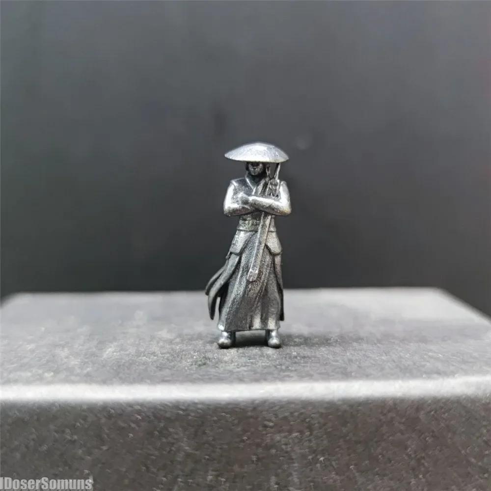 1:64 Copper Chinese Kung Fu Swordsman Figure Desk Decoration Miniature Character Model Plant Decoration Sand Table Layout Gift