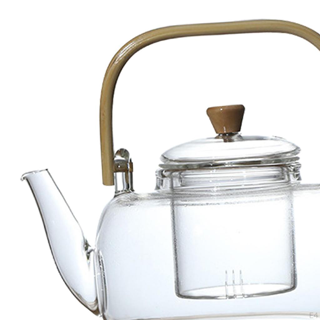 Resistant Borosilicate Glass Teapot With Removable Infuser Hand Blown Clear Kettle Stovetop