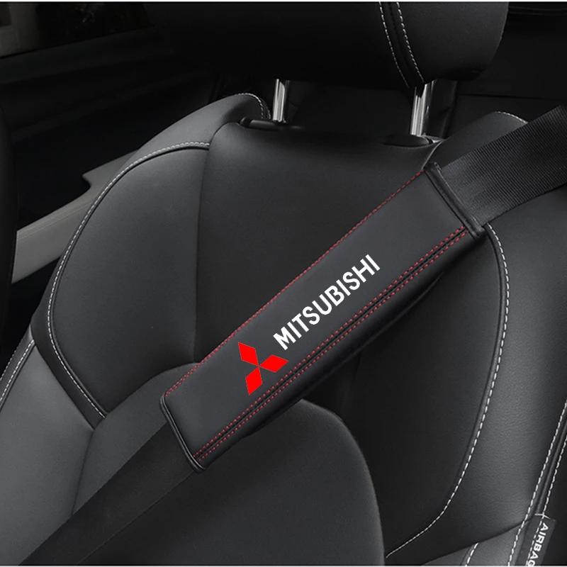 Cxbkdv1 2Pcs Leather Car Safety Belt Shoulder Cover Pads For Mitsubishi Asx Lancer Outlander Pajero Ralliart Car Accessories
