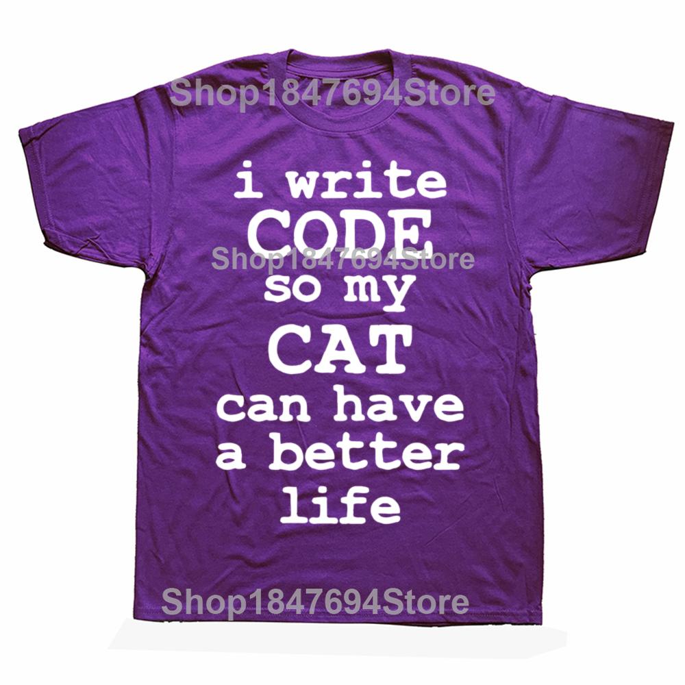 

Funny Software Developer Cat Computer Science Graphic 100% Cotton T-shirts Men Casual Tshirt Loose Oversized Streetwear T Shirt 4XL