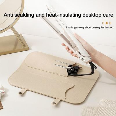 Felt Curling Iron Storage Bag Portable Heat Resistant Hair Curling Wand Cover Straightener Felt Bags Curling Iron Straightener