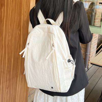 Hot Sale Niche Casual Lazy Wind Solid Color Backpack Women's Versatile Lightweight Large Capacity Student School Bag