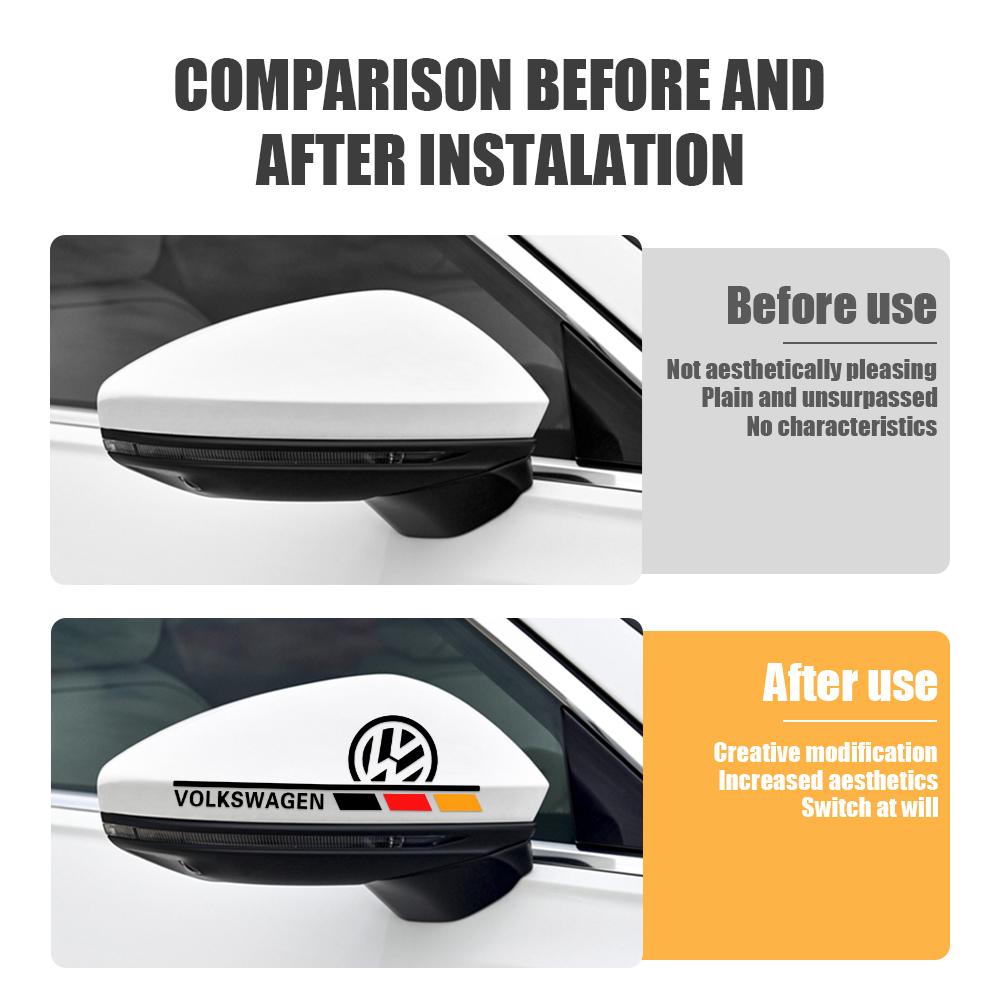 T322PCS Car Rearview Mirror Reflective Decals Waterproof Sticker Valve Cap For Volkswagen Golf 4 5 6 7 8 Passat Tiguan Bettle Jetta