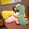 Cute Dinosaur Long Throw Pillow Plush Toy Bed Girls Sleep Pinch Legs Big Doll Removable Pillow