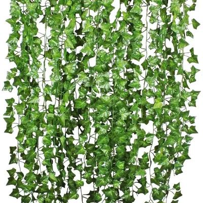 Künstliche grüne Efeublätter, Rattan-Kletterpflanze, Blätter, Ranke, Hängegirlande, DIY, Kunstblumen, Pflanzen für Garten, Hochzeit, Party, Heimdekoration