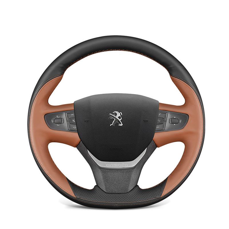 

Genuine Micro Fiber PU Leather for Peugeot 3008 2018 2019 Hand Sewing Car Steering Wheel Cover Shell Car Accessories Black
