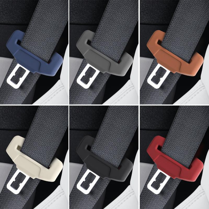 5PCS Car Seatbelt Buckle Cover Soft Silicone Anti-scratch Protector Safety Belt Buckle Guard Universal Car Clip Protection Cover