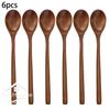 6 Piece Wooden Spoon Bamboo Kitchen Korean Style 9 '' Inch Natural Wood Soup Tableware Cooking Honey Coffee Spoon Mixing Spoon
