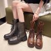 Women Mid Heels Ankle Cool Boots Chunky Winter Shoes New Chelsea Short Boots Low Heels Up Designer Women Shoes