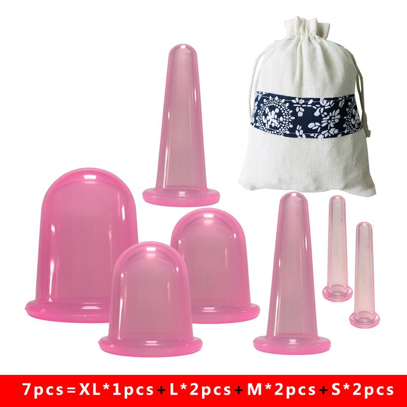 7PCS/Set  Silicone Massage Jars Suction Cup Plastic Dampness Expelling Body Release Pain Vacuum Cans Banks