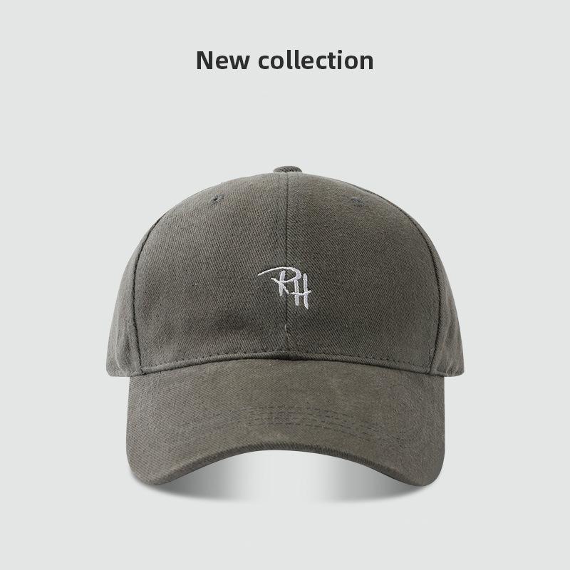

Простая универсальная бейсболка с вышивкой буквы RH, большой обхват головы, маленькая уличная приливная марка, персонализированная кепка Adjustable серый