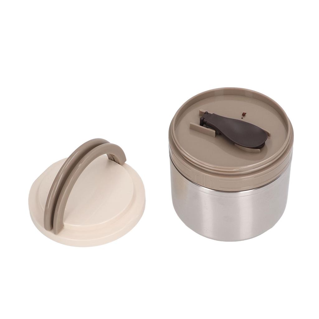 304 Edelstahl Breidose Tragbarer Runder Isolierter Lunchbehälter Warmhaltebehälter mit Löffel für Studenten 0,8L