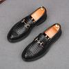 New Arrival Men's Woven Pattern Flats Shoes Male Designer Black Slip On Loafers Homecoming Wedding Dress Footwear