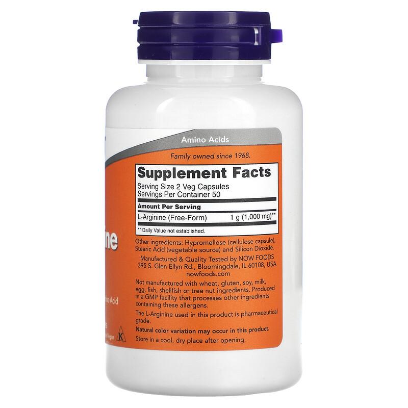 L-Arginine, 500 mg, 100 Veg Capsules