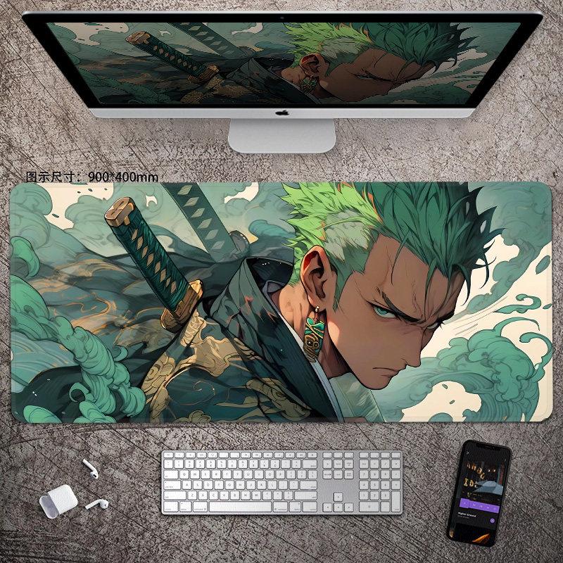 Animation Office Luffy Roronoa Zoro E-sports Gaming Table Mat ONE PIECE Leather Mouse Pad Boys Oversized Computer Keyboard Pad