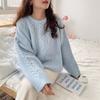 Solid color twist sweet and gentle round neck pullover sweater women's autumn and winter new fashion age-reducing knitted sweater top