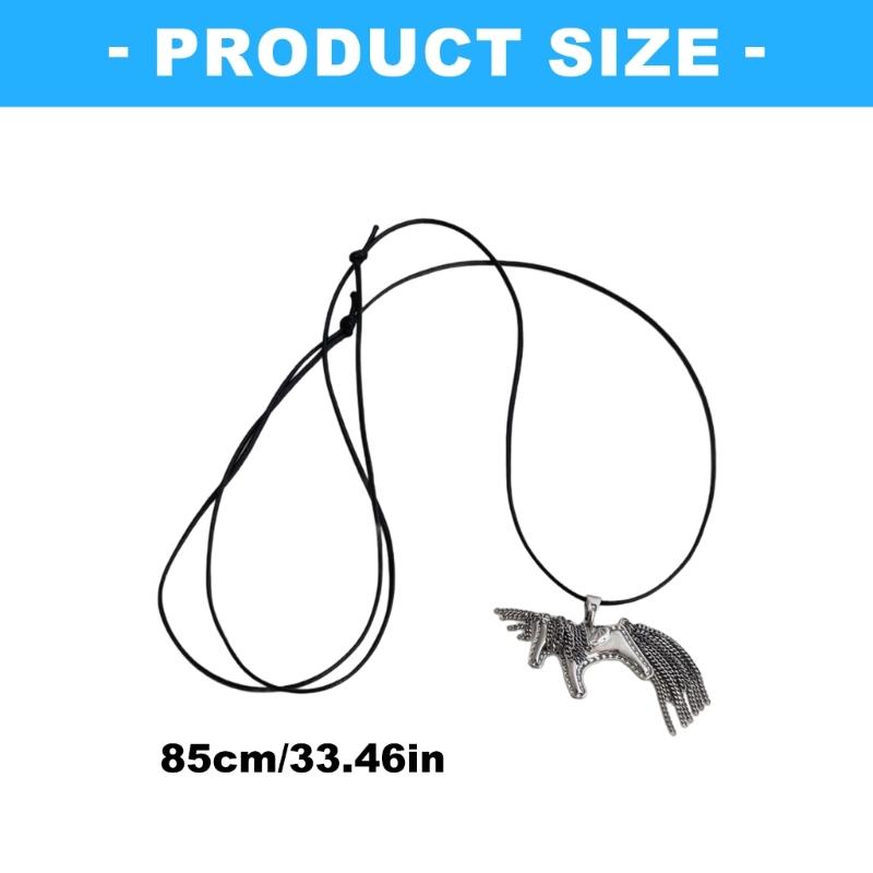 Adjustable Drawstring Tassels Necklace with Adorable Horse Charm Lightweight 8g Perfect for Parties and Dates