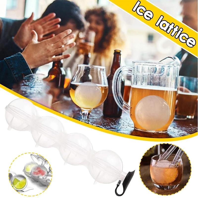 Four Hole Ice Hockey Silicone Mold Spherical Ice Grid Tool Ice Maker Ice Hockey Ball Whiskey Vodka Circular Ice Box Ice Hockey