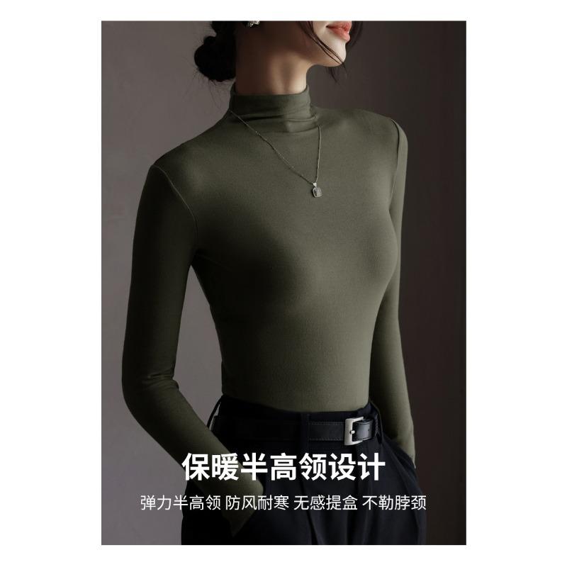 Dam Höst Halvhög Hals Enfärgad Slim Långärmad Topp