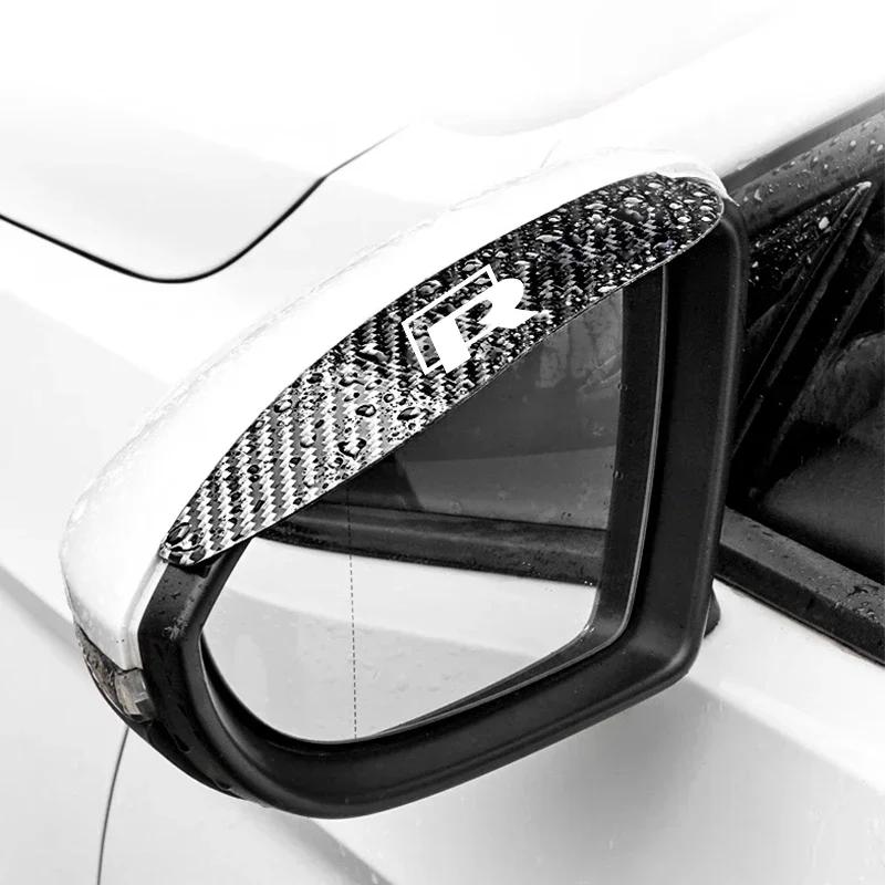 2025 Hot 2Pcs Car Rearview Mirror Rain Eyebrow Carbon Fiber For Volkswagen Tiguan Bora POLO PASSAT CC Touran GOLF Jetta Arteon T
