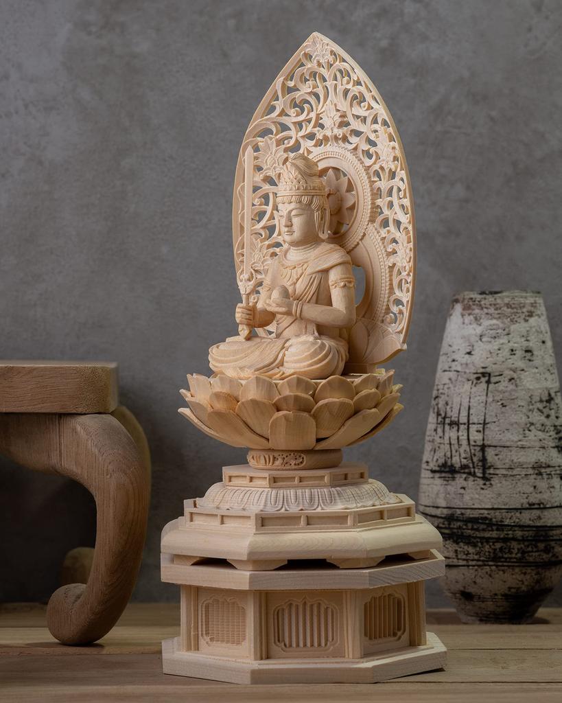 Wooden Buddha Kokuzo seated guardian deity of the zodiac for those born in the years of the Ox and Tiger Bosatsu statue, Bosatsu, statue, 22.5cm