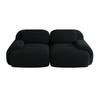 Loveseat Sofa Corduroy, Frameless, Combinable with Curved Armrests and Non-Slip Underside, High-Elastic Padding for Living Room, Bedroom, Black