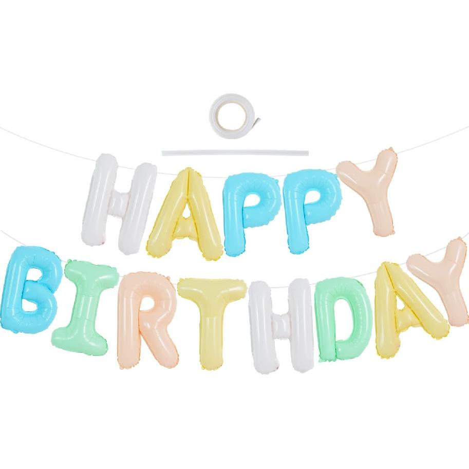 TONIFUL Leuchtend Bunt Happy Birthday Ballon Banner 16 Zoll Mylar Folie Buchstaben Geburtstagszeichen Wimpelkette für Mädchen Jungen Kinder & Erwachsene Geburtstag