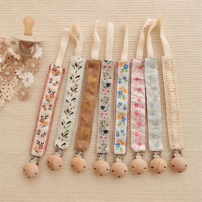 1 Pc Retro Flroal Newborn Pacifier Holder for Boy Girl Embroidery European Flower Baby Pacifier Clip Chain Pacifier Accessories