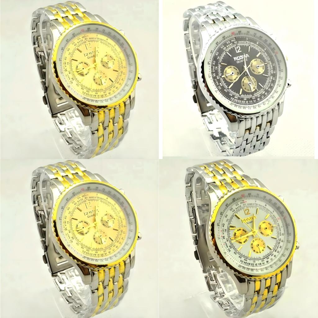 Men Business Quartz Watch With Stainless Steel Case And Rubber Strap For Formal And Casual Wear