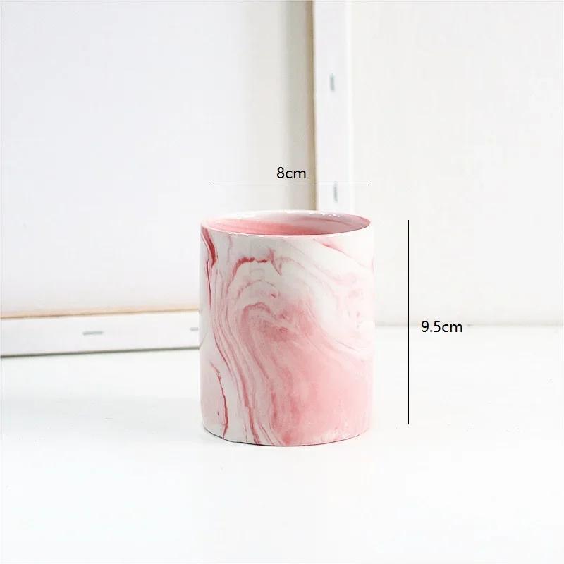 Nordic Ceramic Iron Art Marble Vase Pattern Rose Gold Green Table Plant Pot For Home Office Vases Decor Succulent Flower Pot