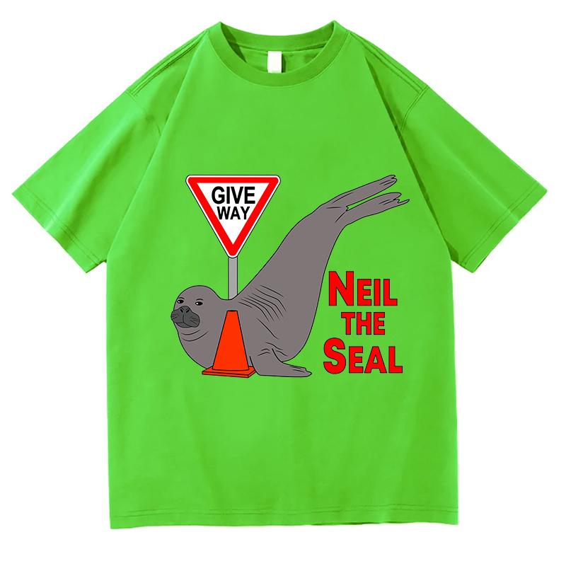Neil The Seal TShirt Summer Pure Cotton TShirts For Unisex Print Tshirts ShortSleeved Vintage Tees Aesthetic Harajuku Streetwear