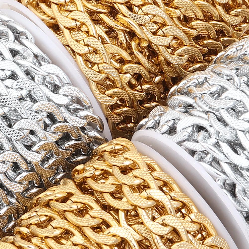 5Yards/Roll Aluminum Chain Metal NK Reticulate Twist Link Chain For Jewelry Making DIY Bracelets Necklace Clothing Bags Supplies