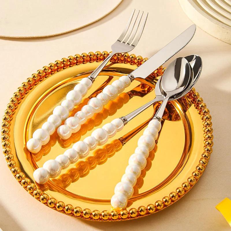 16PCS Pearl Tableware Set Ins Style Creative Gift for Home Tableware Wedding Tableware Table Decoration Supplies Wedding Faviour