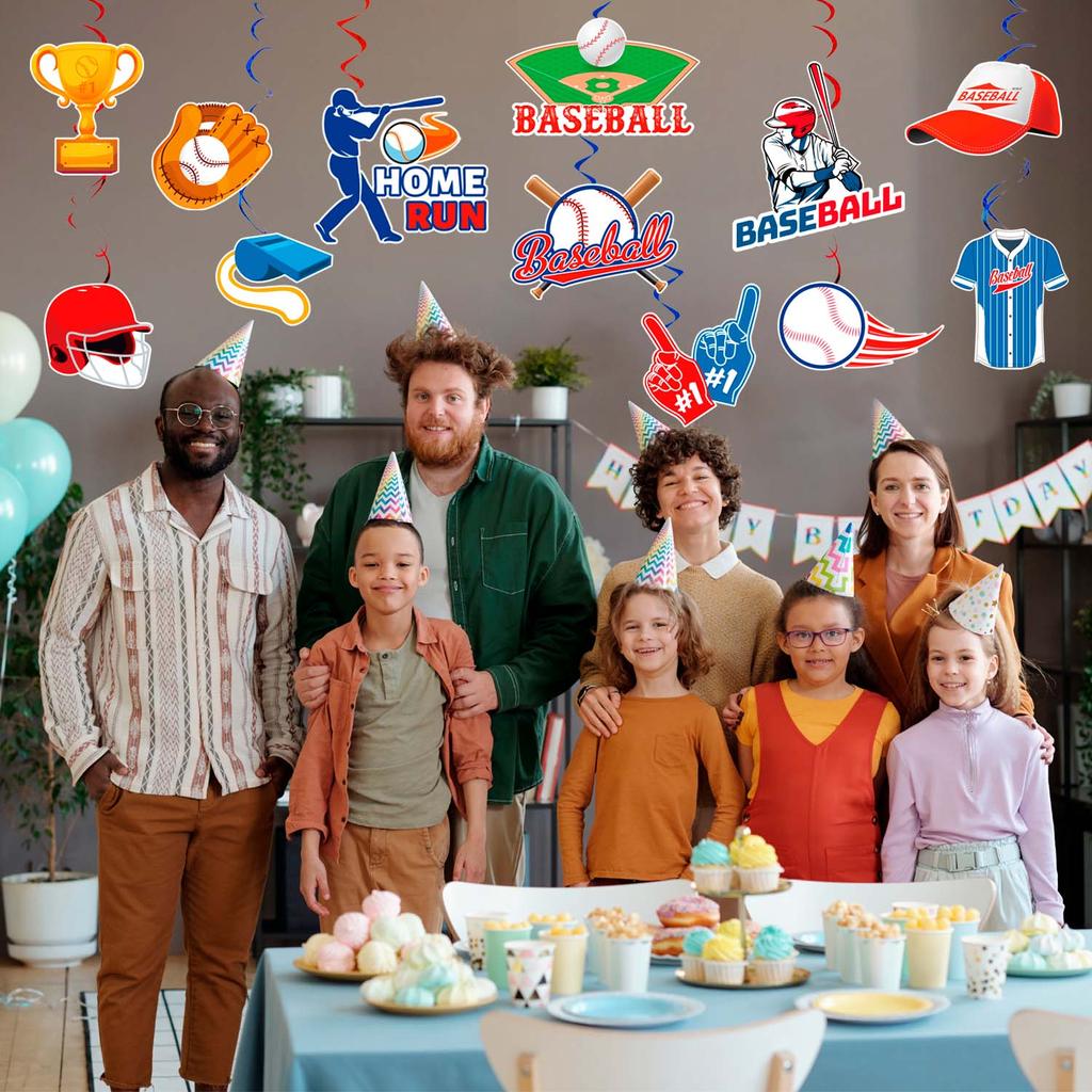 Baseball Party Hanging Swirls, 33 Pieces Baseball Hanging Swirl Decorations for Baseball Party Decoration Swirl Hanging