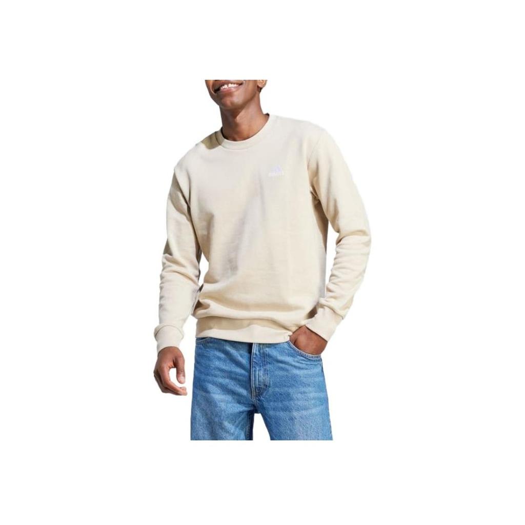 Adidas Letter Logo Print Crew Neck Sweatshirt Men Tops Beige IJ6106
