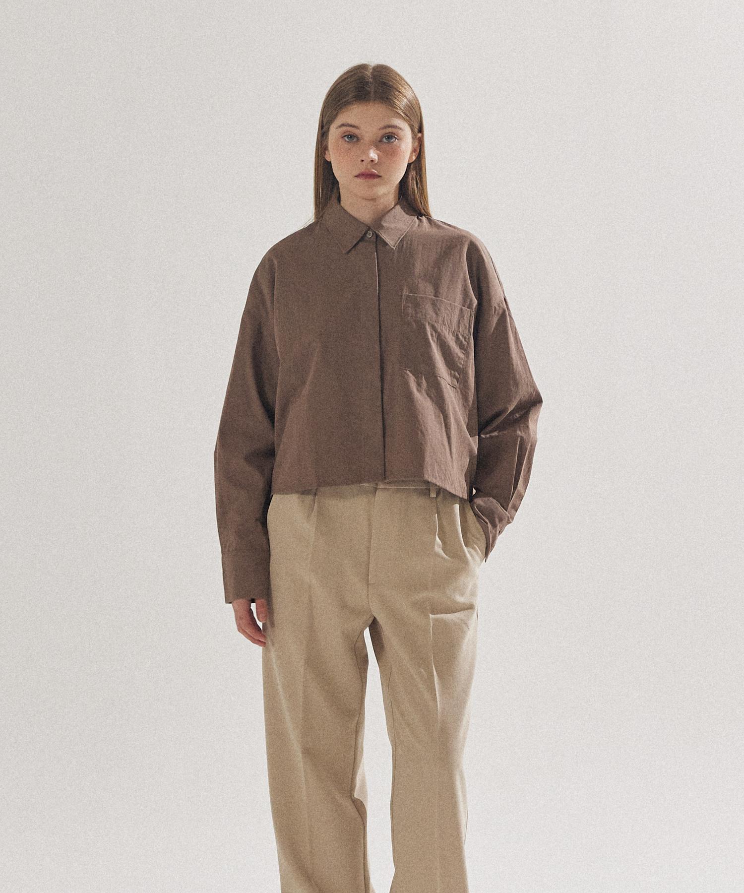 Pal Lab Women S Natural Crinkle Poplin Crop Shirt_Pl24S3Sh031_Br Reference/85