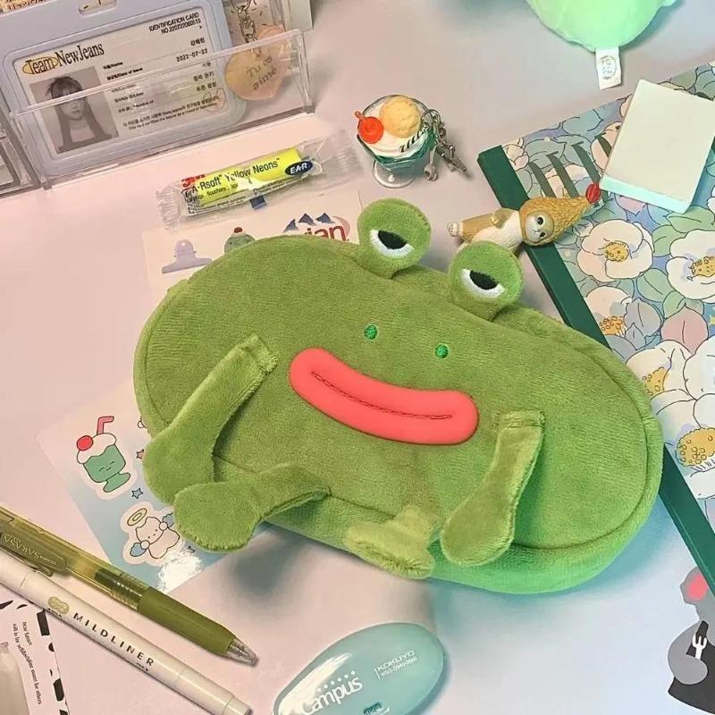 1 Stück Lustiger Frosch mit großem Maul Stifttasche Studenten Große Kapazität Schreibtisch Schreibwaren Aufbewahrung Plüsch Mäppchen